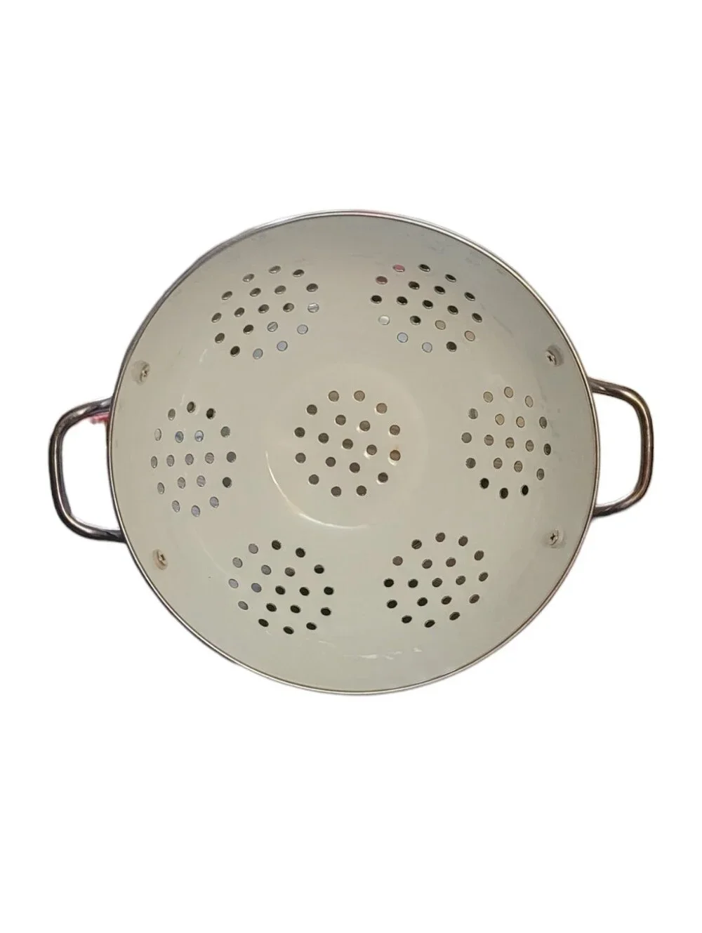 Classic White Floral Enamel Colander with Handles